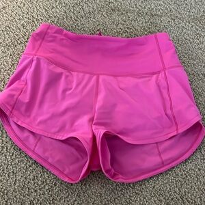 Pink lululemon speed up shorts size 4